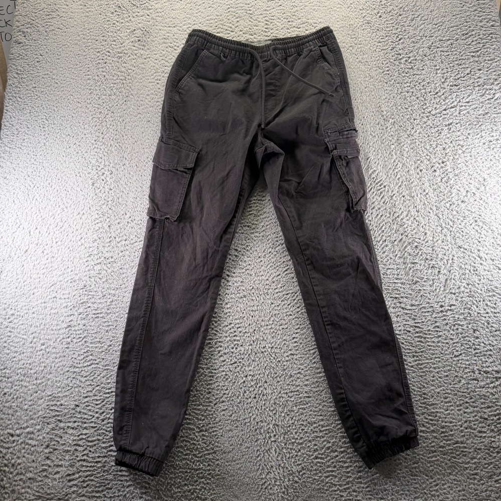 Denim Co. Pant Men S Black Cargo Tapered Slim Fit Cuffed Workwear Utility Travel